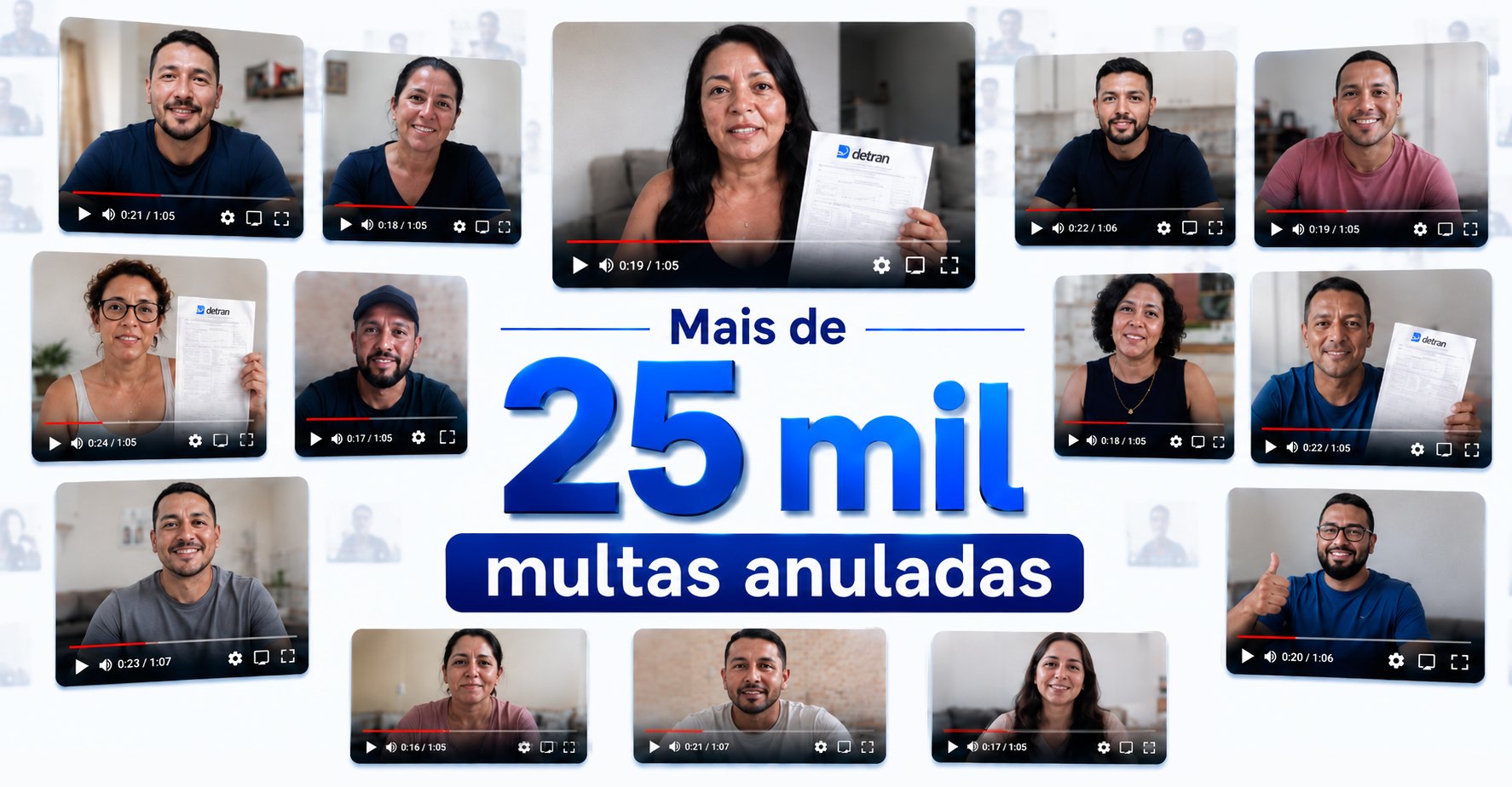 Mais de 25 mil multas anuladas — clientes mostrando o recurso deferido em v�deo.